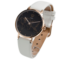 Apollo Rose Gold World Map Watch with White Leather Strap