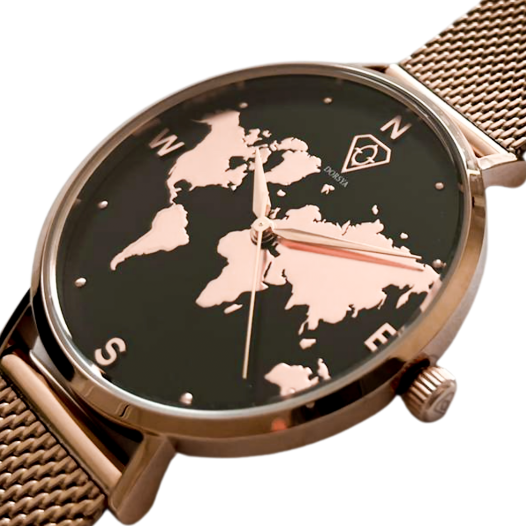 Asteria Rose Gold World Map Watch