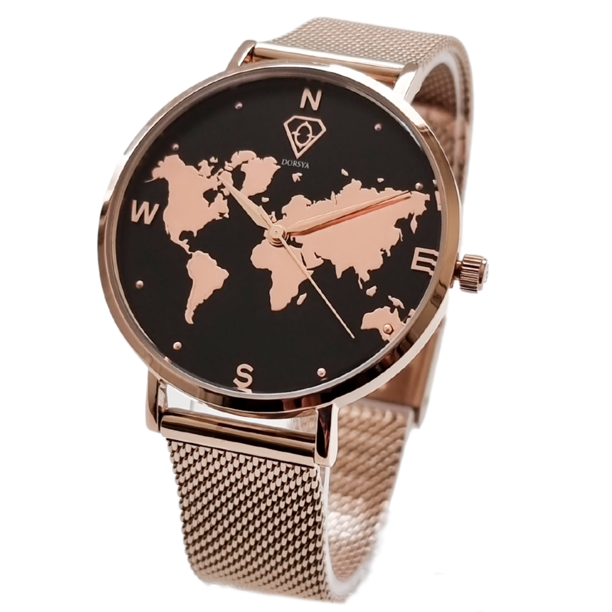 Asteria Rose Gold World Map Watch