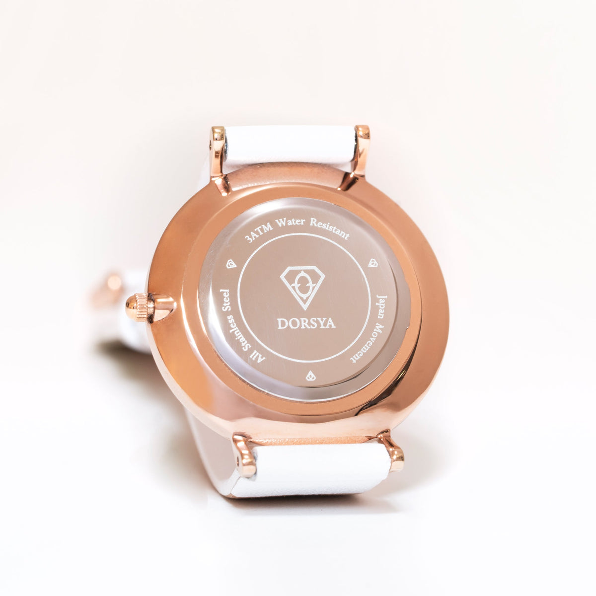 Apollo Rose Gold World Map Watch with White Leather Strap