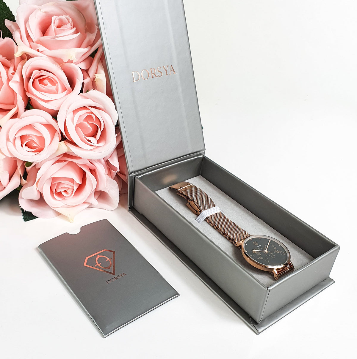 Neptune Rose Gold World Map Watch