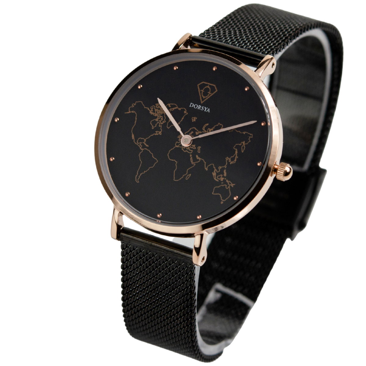 Fortuna Rose Gold World Map Watch