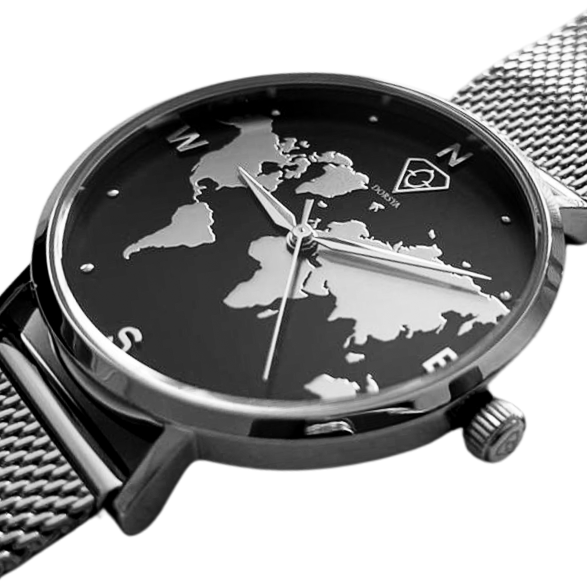 Selene Silver World Map Watch