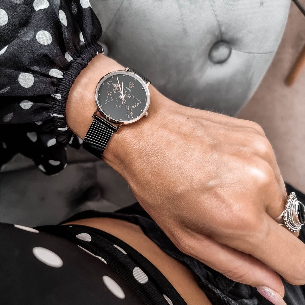 Fortuna Rose Gold World Map Watch