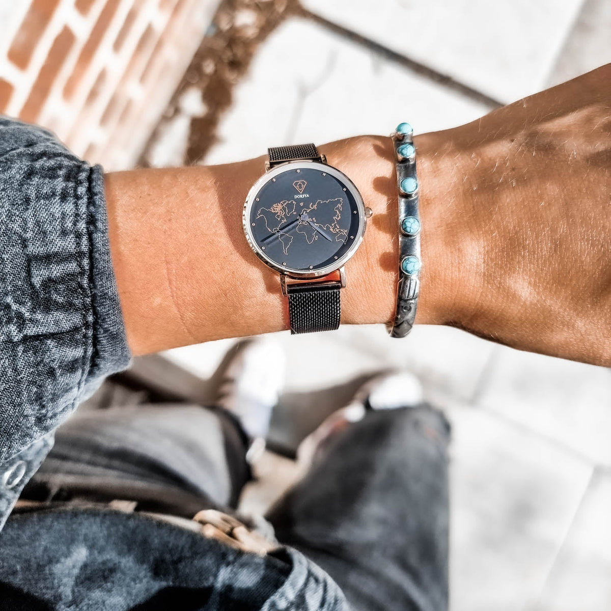 Fortuna Rose Gold World Map Watch