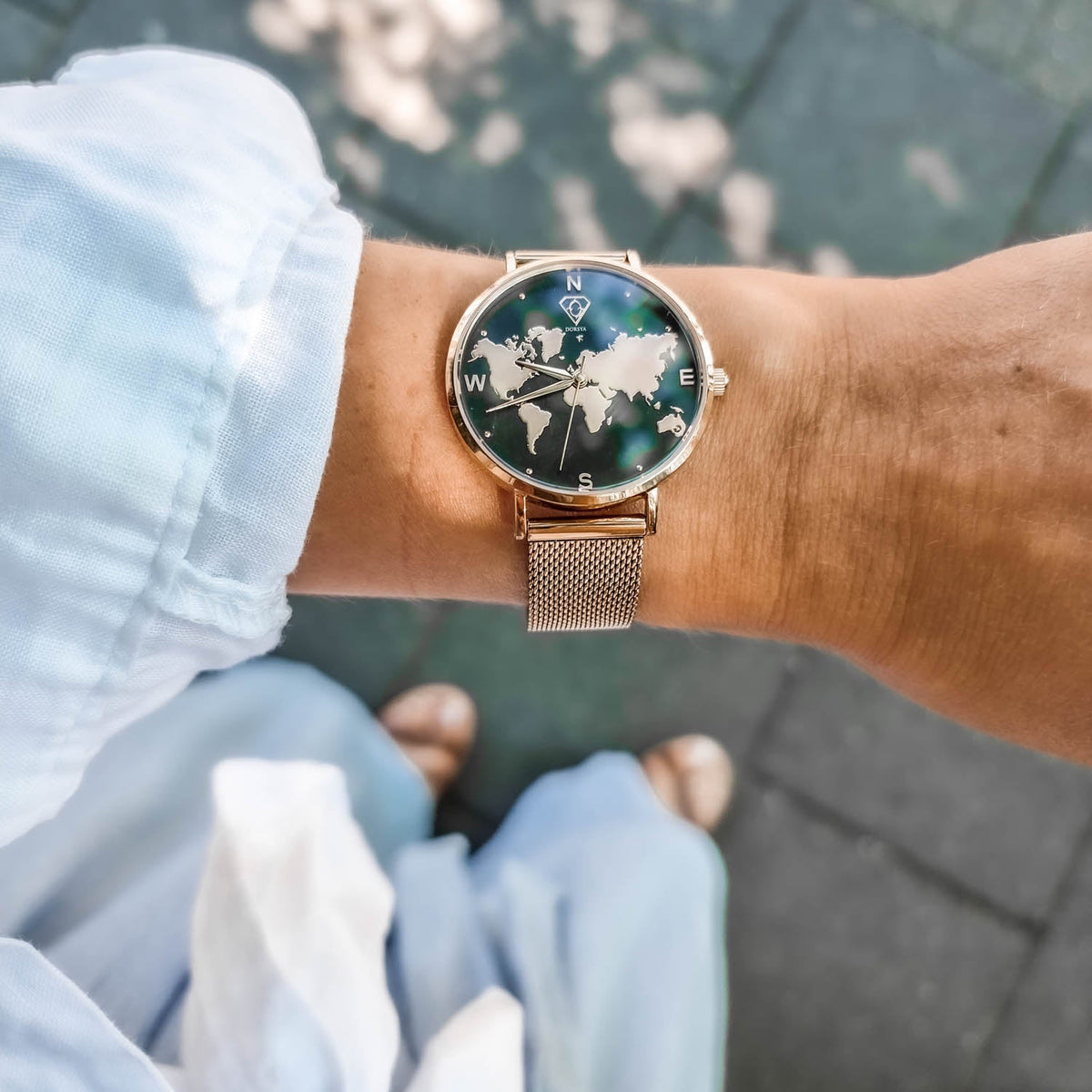 Asteria Rose Gold World Map Watch