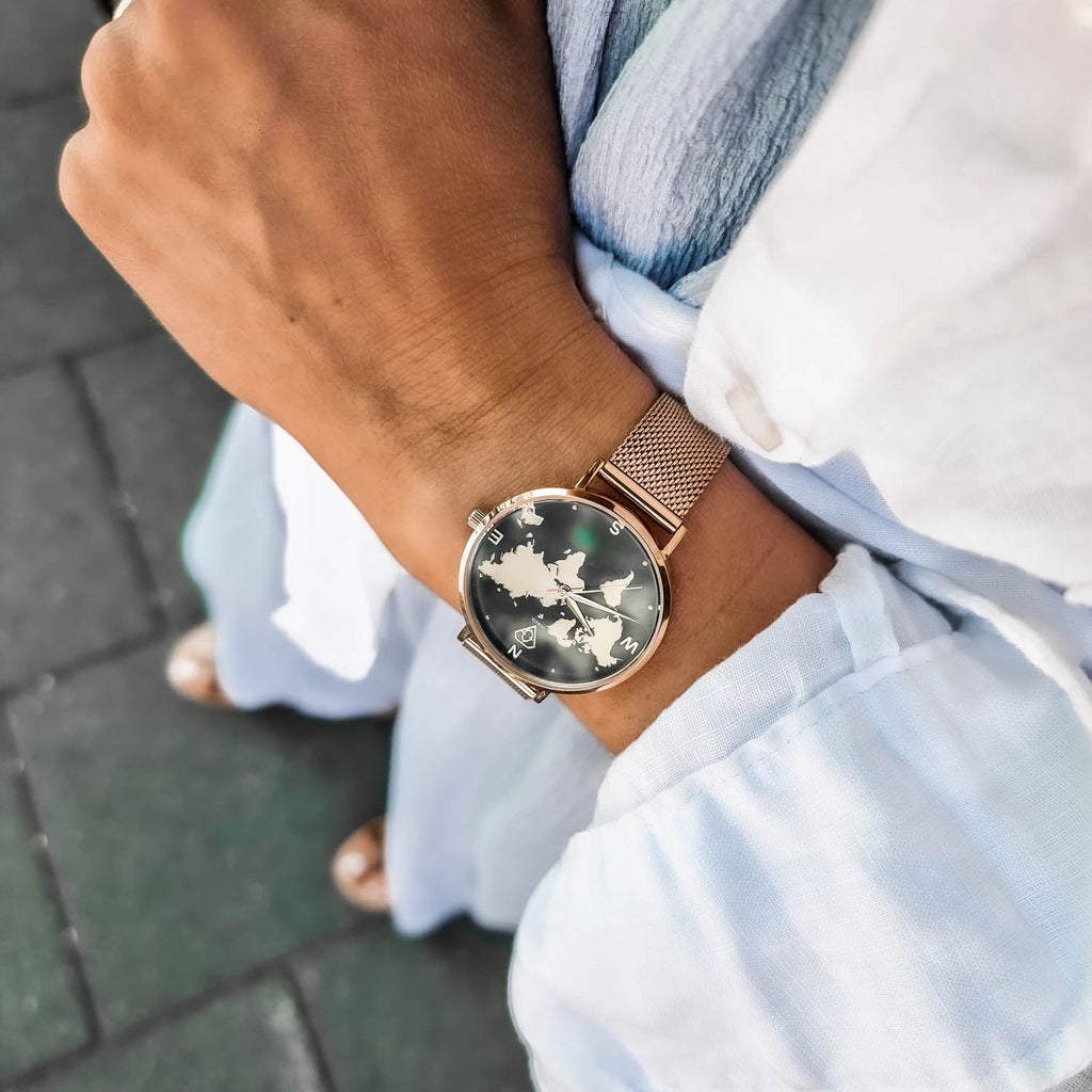 Asteria Rose Gold World Map Watch