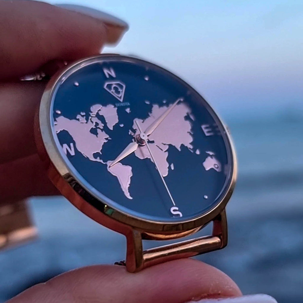 Asteria Rose Gold World Map Watch