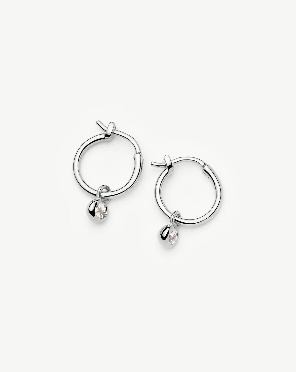 April Birthstone Mini Charm Hoop Earrings | Silver Plated/Crystal