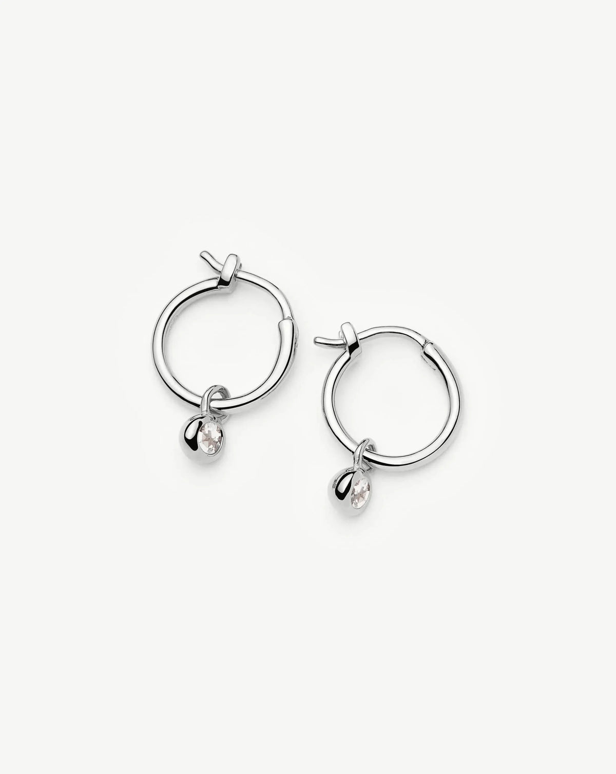 April Birthstone Mini Charm Hoop Earrings | Silver Plated/Crystal