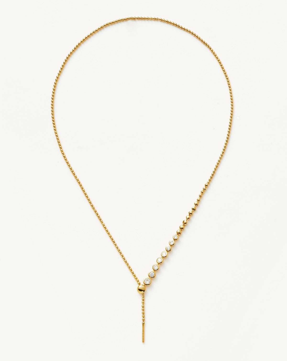 Beaded Stone Slider Lariat Necklace | 18ct Gold Vermeil/Cubic Zirconia