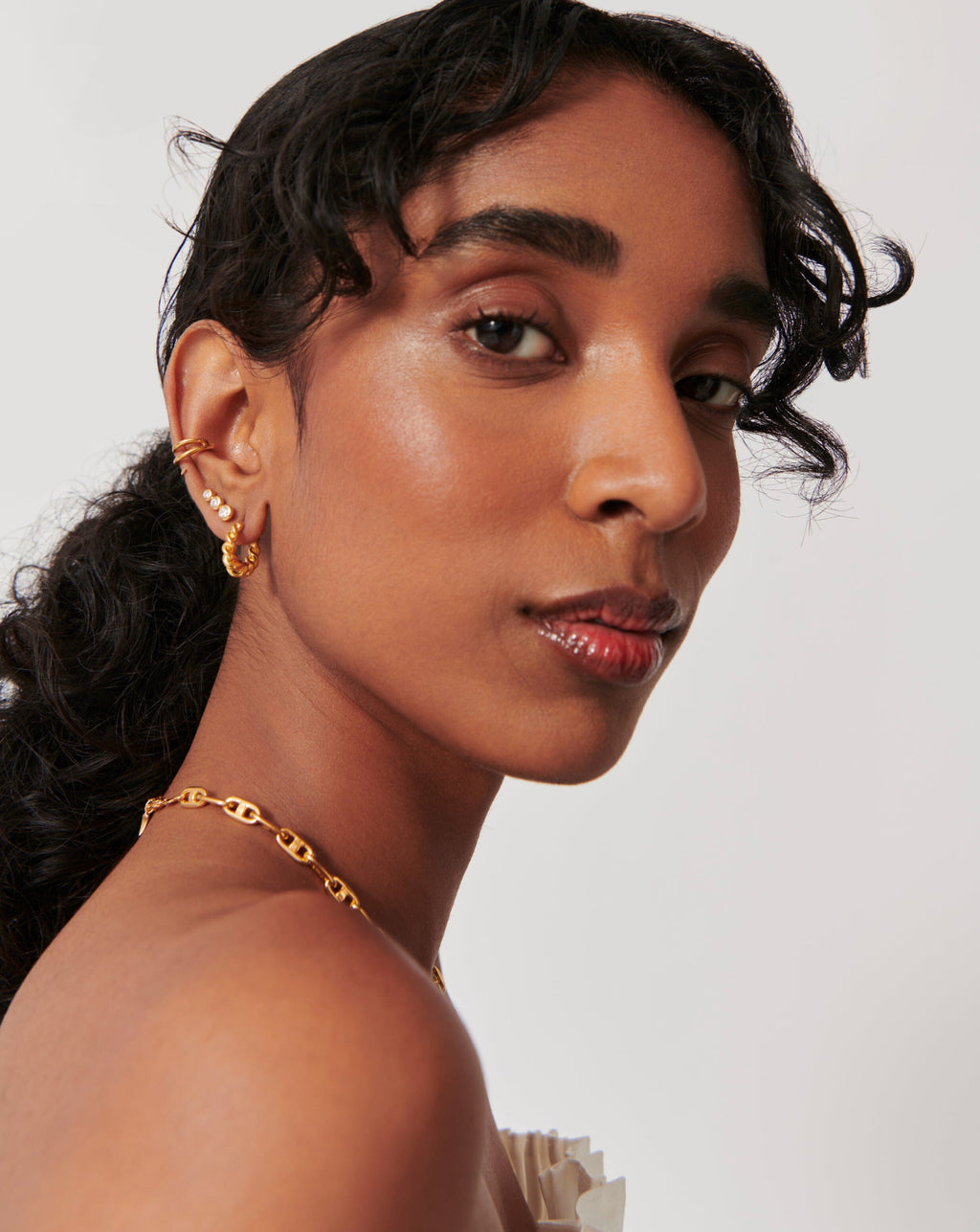Triple Stone Stud Earrings | 18ct Gold Vermeil/Cubic Zirconia