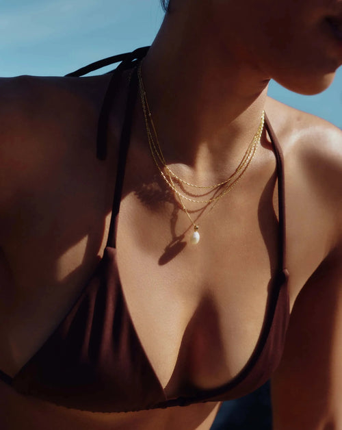 Baroque Pearl Twisted Chain Necklace | 18ct Gold Vermeil/Pearl