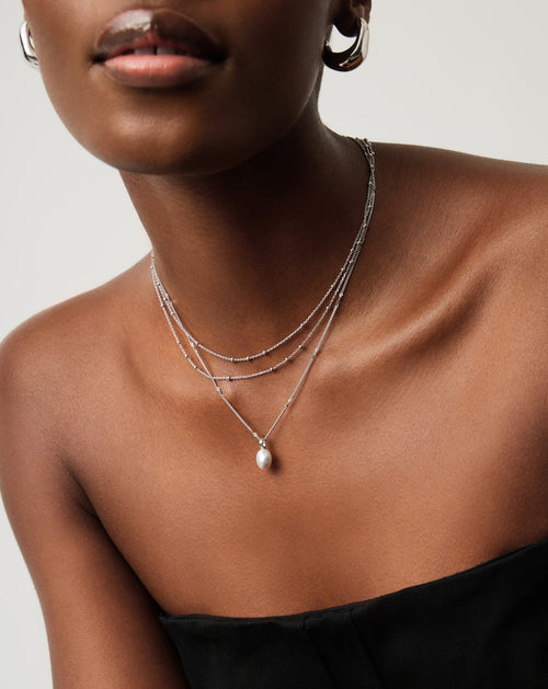 Baroque Pearl Twisted Chain Necklace | Sterling Silver/Freshwater Baroque Pearl