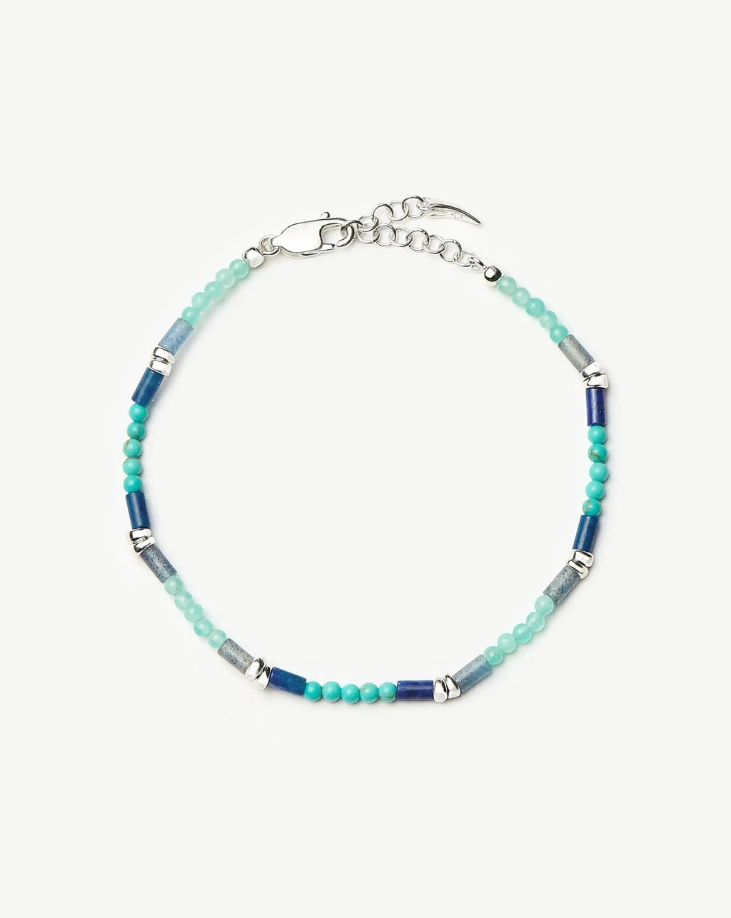 Beaded Gemstone Bracelet | Silver Plated/Lagoon Blue