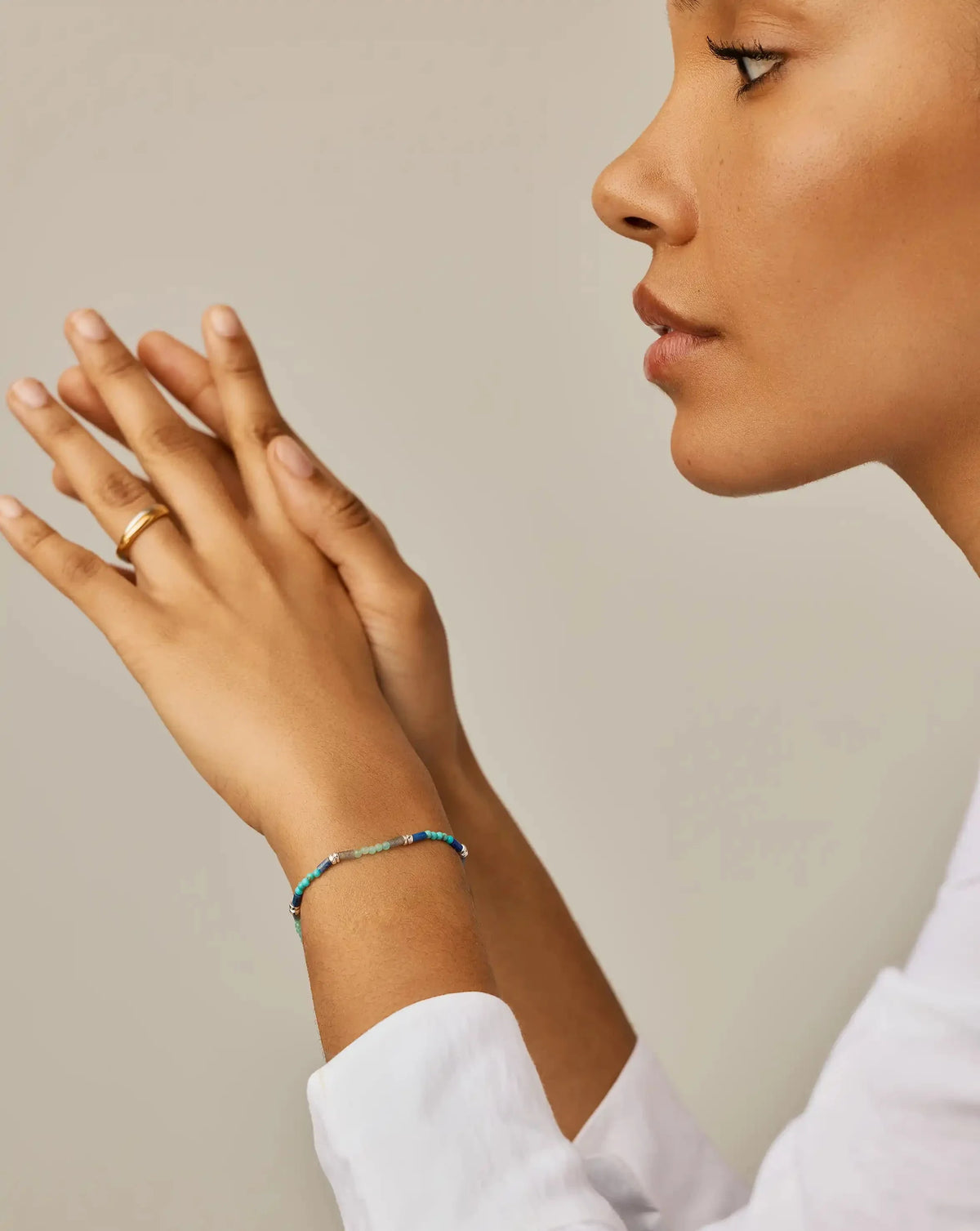 Beaded Gemstone Bracelet | Silver Plated/Lagoon Blue