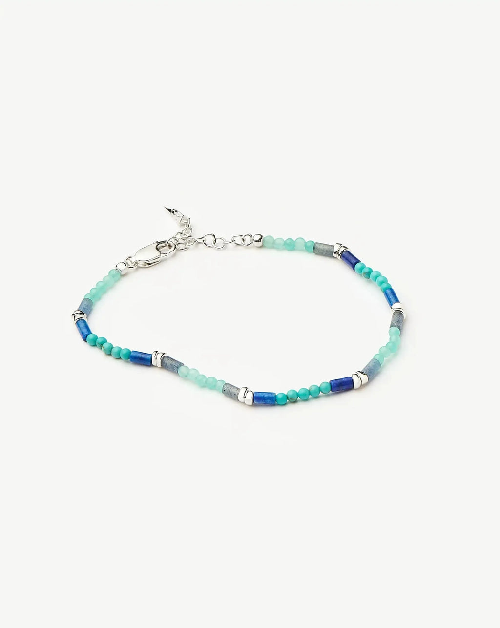Beaded Gemstone Bracelet | Silver Plated/Lagoon Blue