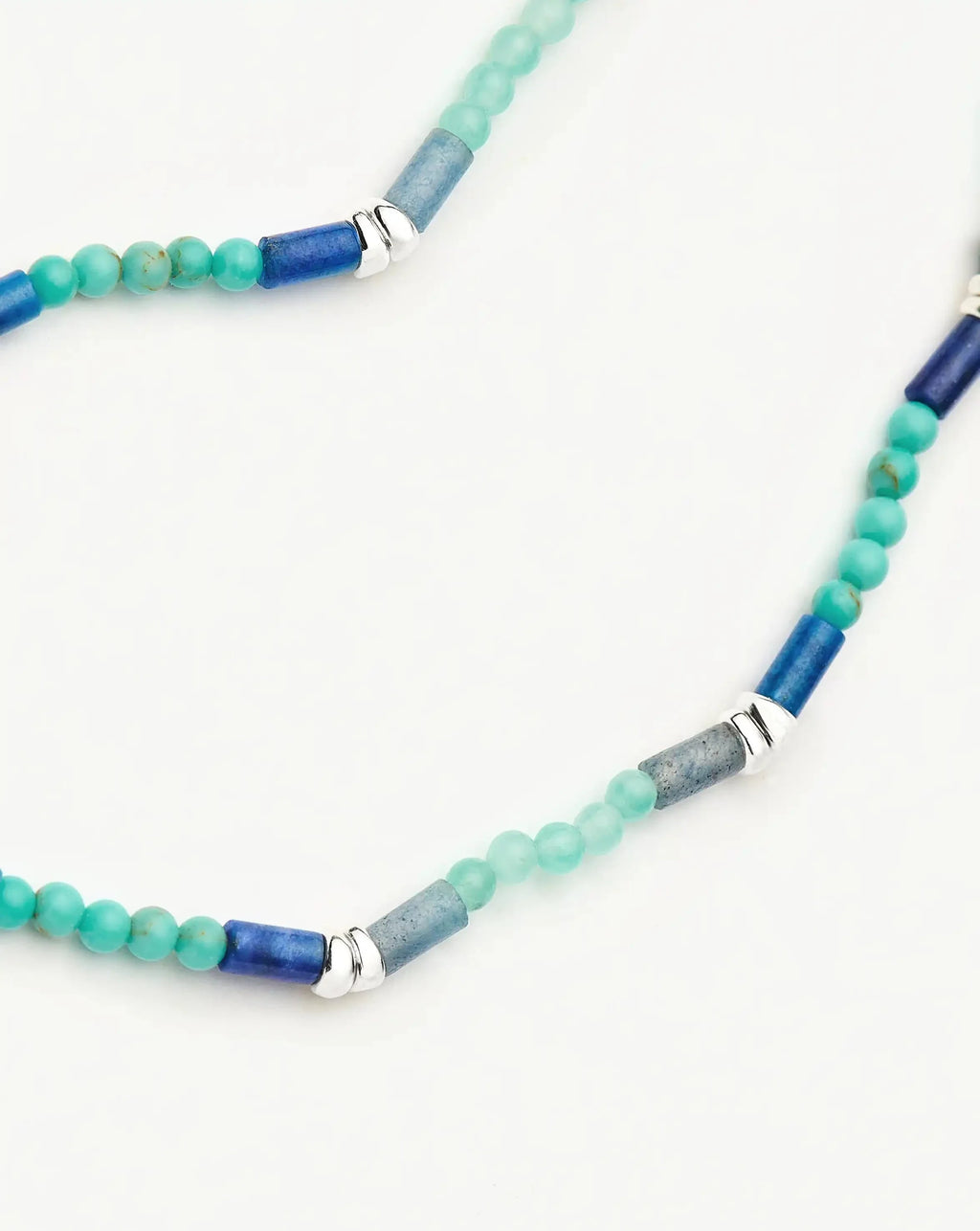 Beaded Gemstone Bracelet | Silver Plated/Lagoon Blue