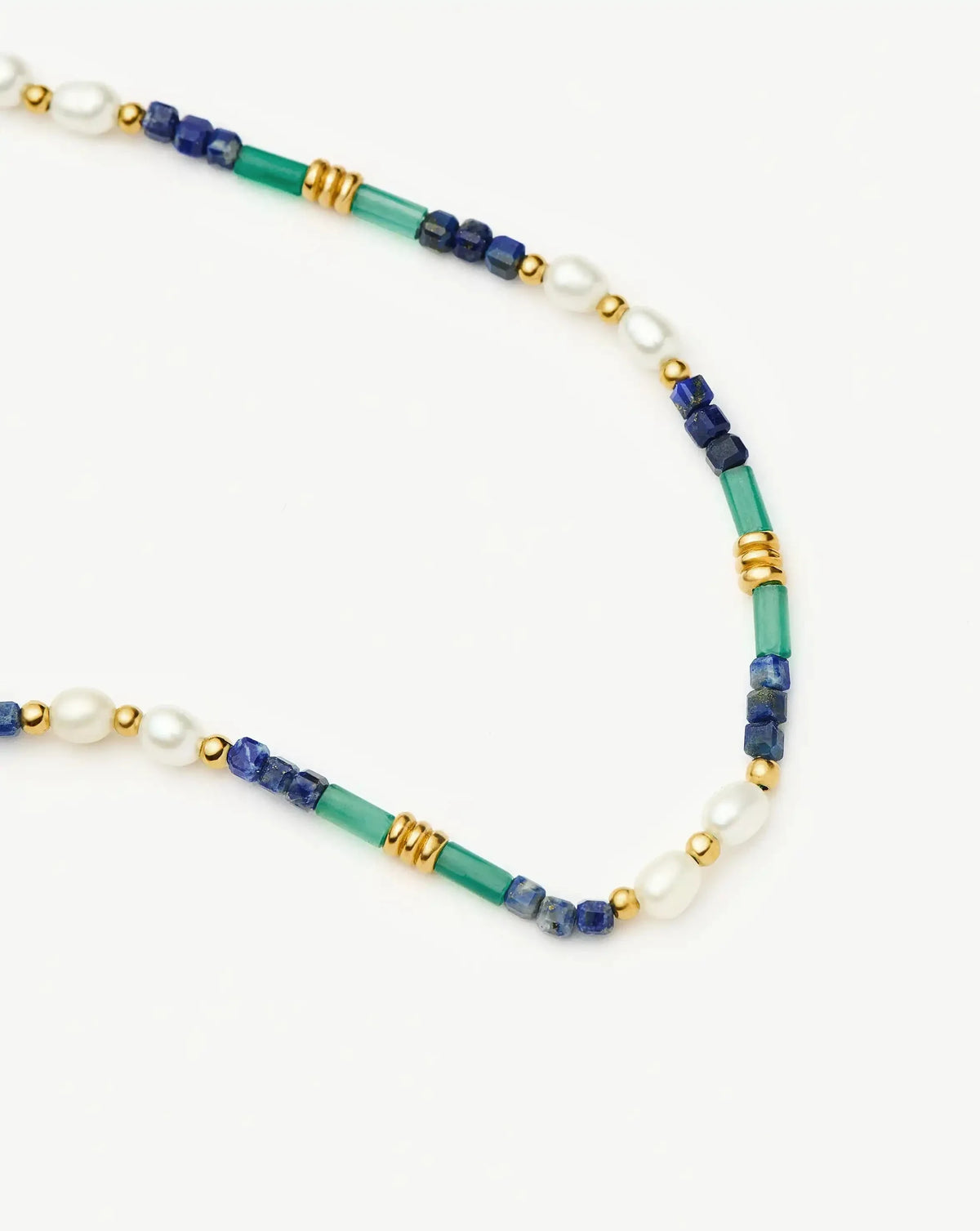 Beaded Gemstone & Pearl Anklet | 18ct Gold Plated/Lagoon Blue