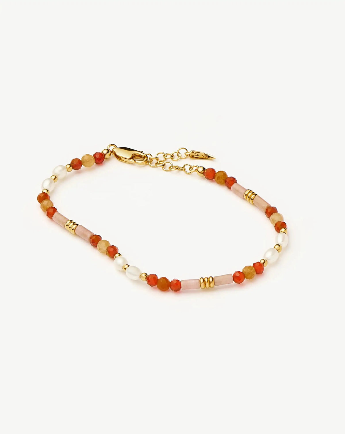 Beaded Gemstone & Pearl Bracelet | 18ct Gold Plated/Paloma Pink