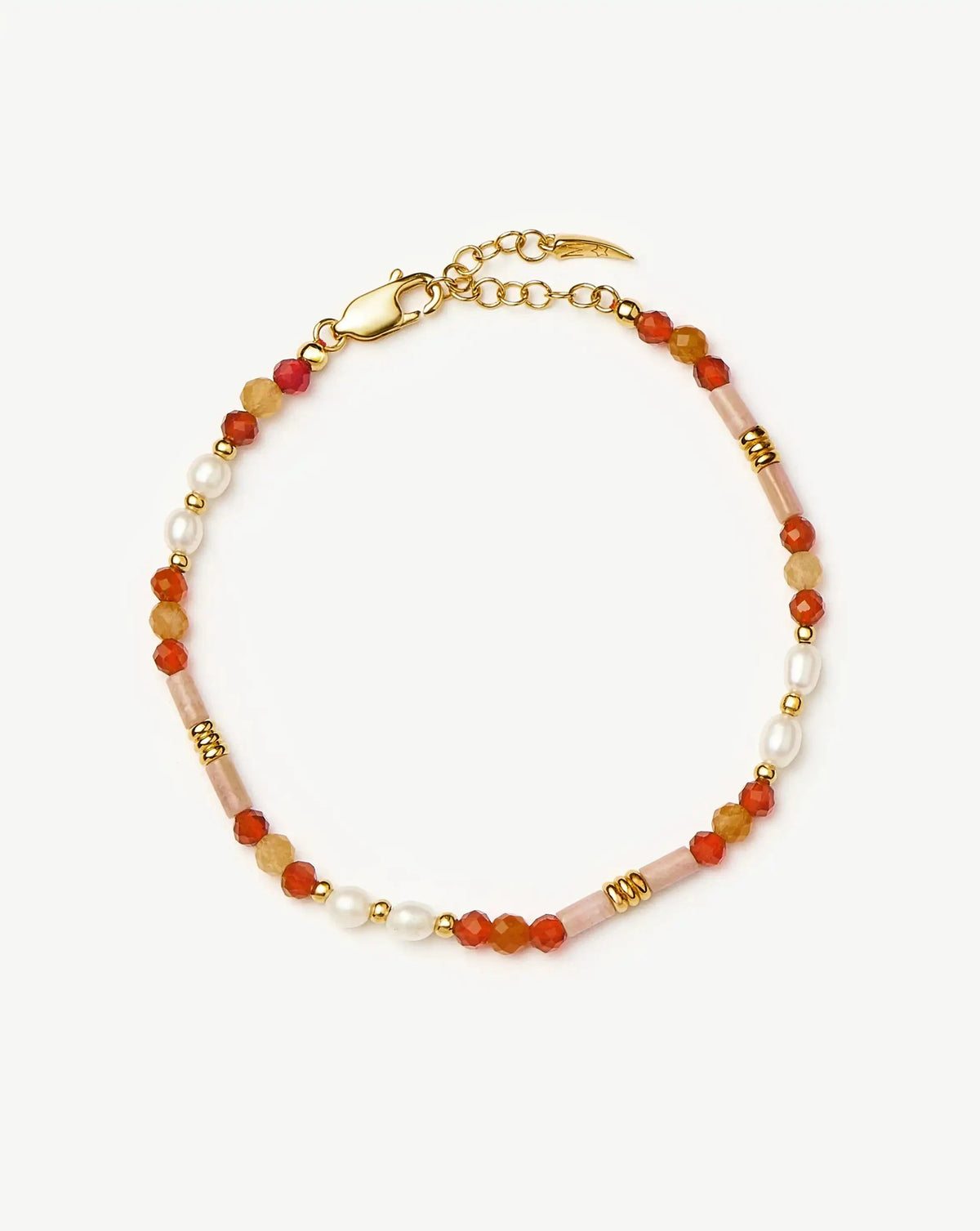 Beaded Gemstone & Pearl Bracelet | 18ct Gold Plated/Paloma Pink