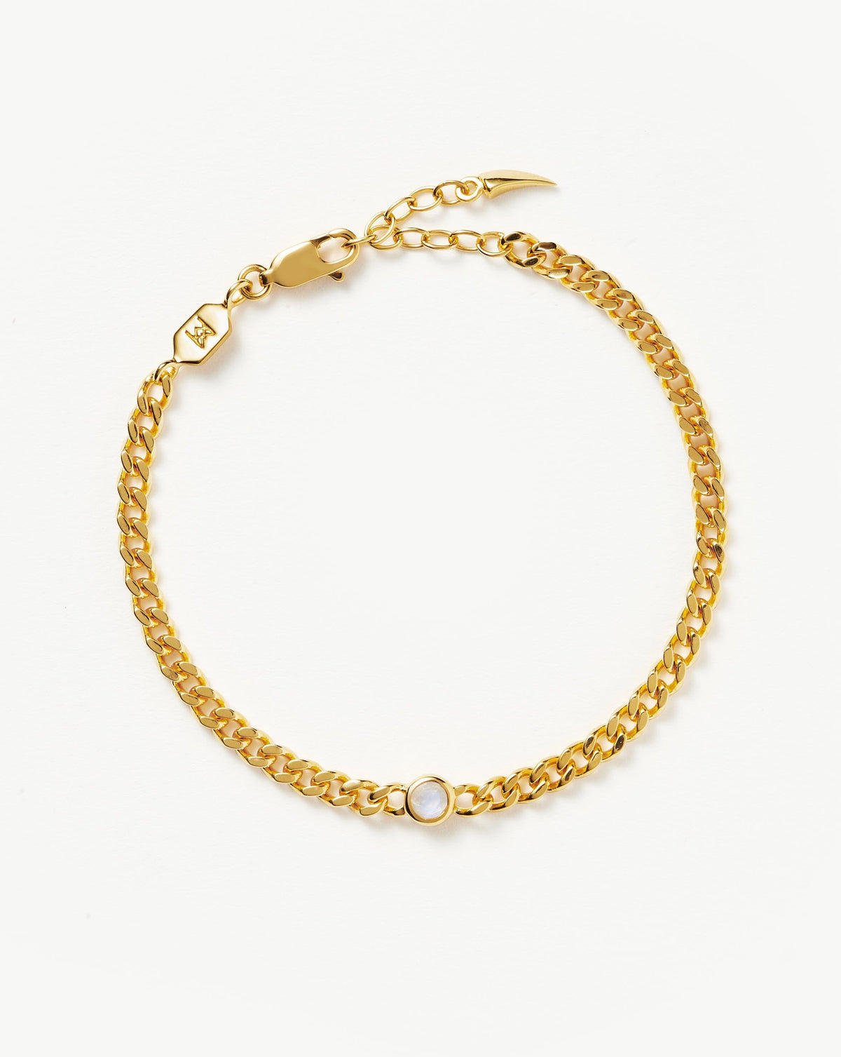 June Birthstone Chain Bracelet | 18ct Gold Plated Vermeil/Rainbow Moonstone