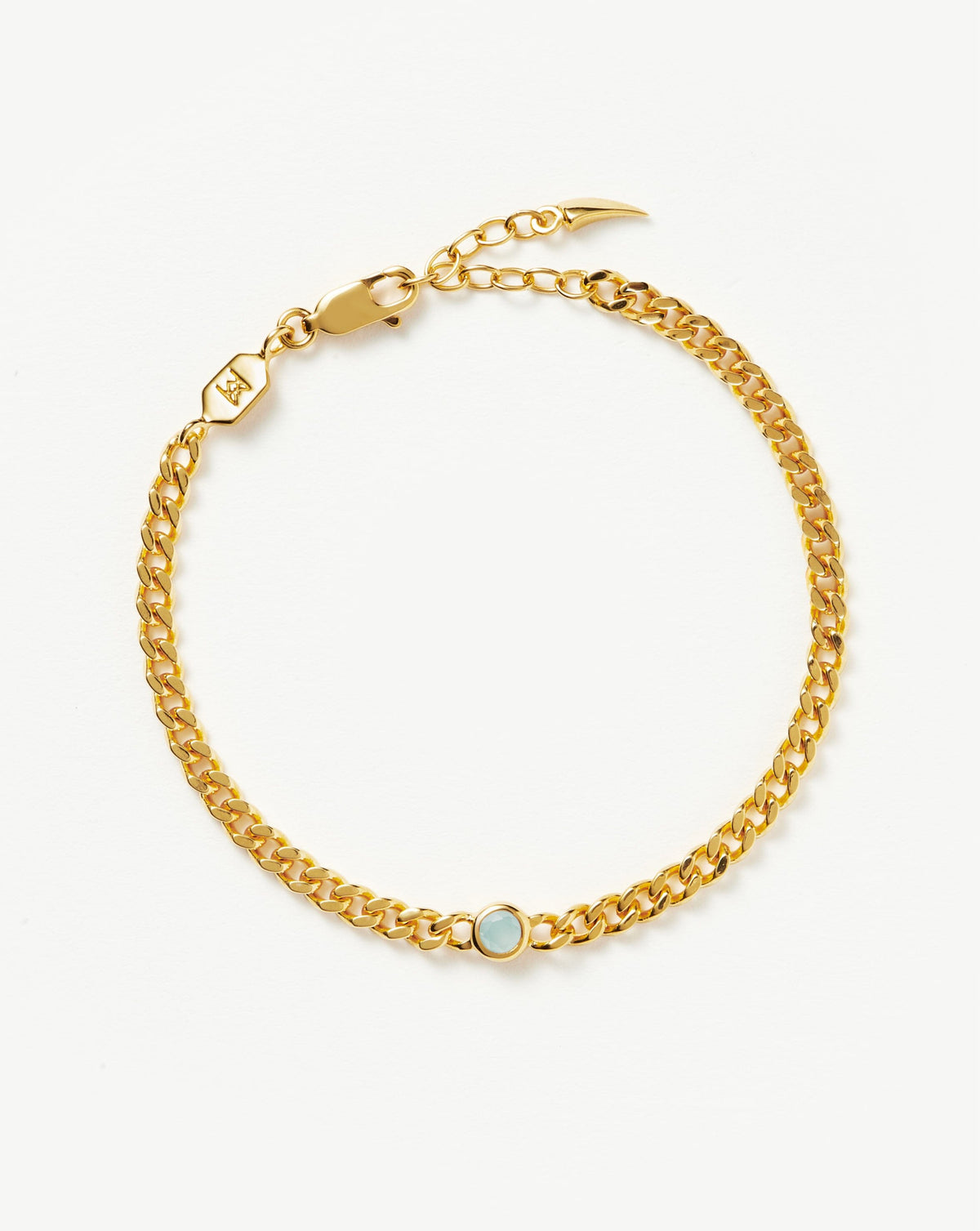 March Birthstone Chain Bracelet | 18ct Gold Plated Vermeil/Milky Aquamarine