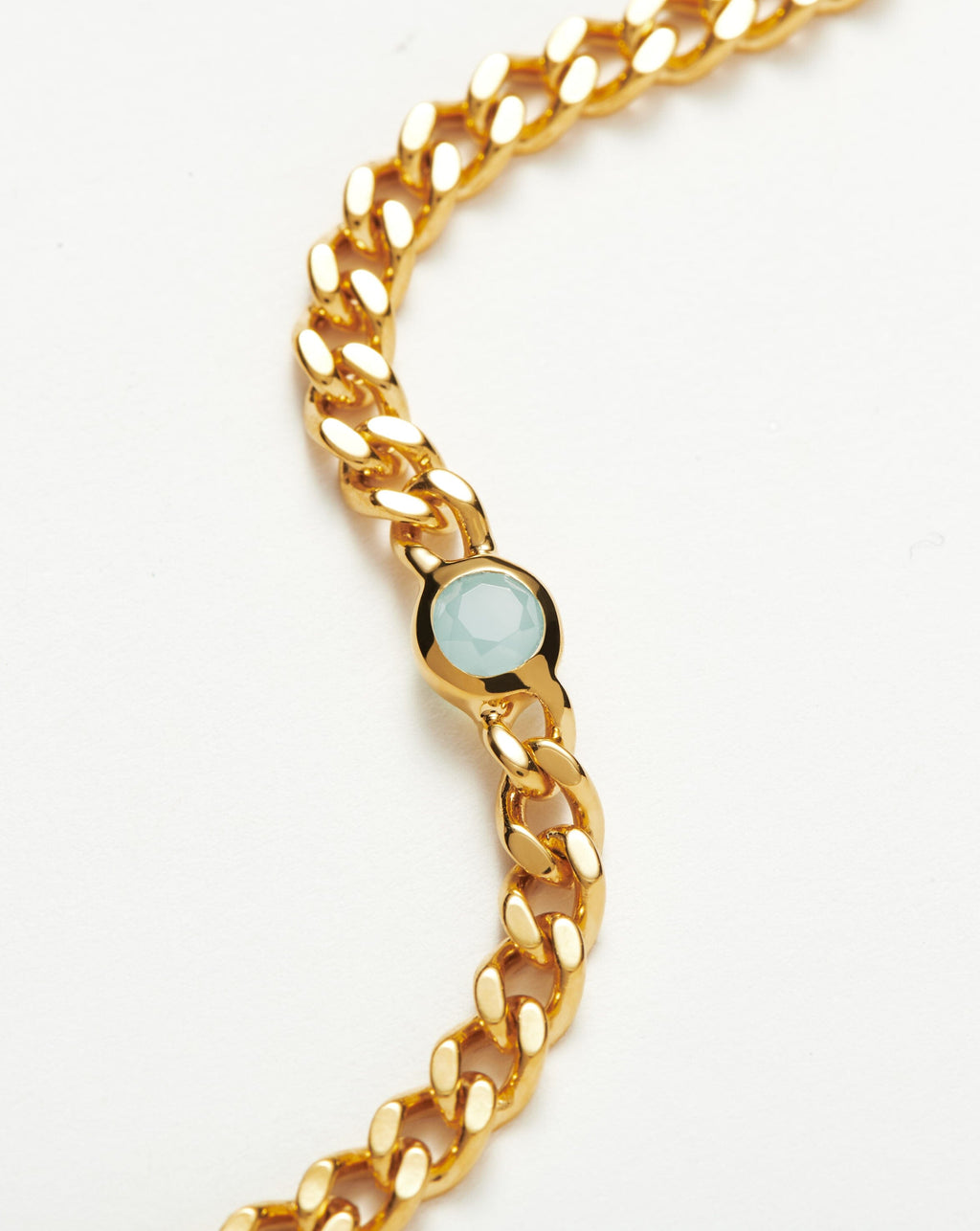 March Birthstone Chain Bracelet | 18ct Gold Plated Vermeil/Milky Aquamarine