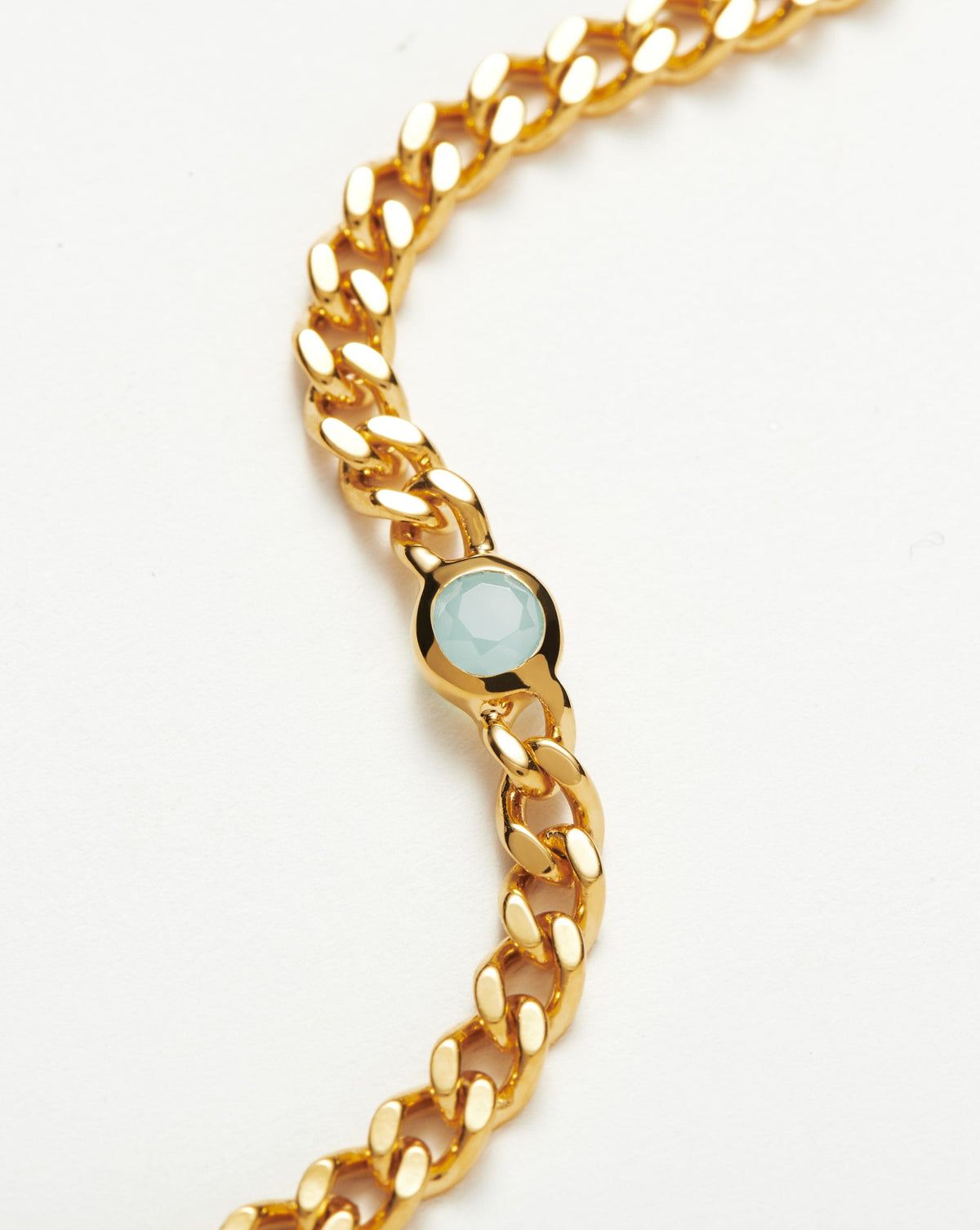 March Birthstone Chain Bracelet | 18ct Gold Plated Vermeil/Milky Aquamarine