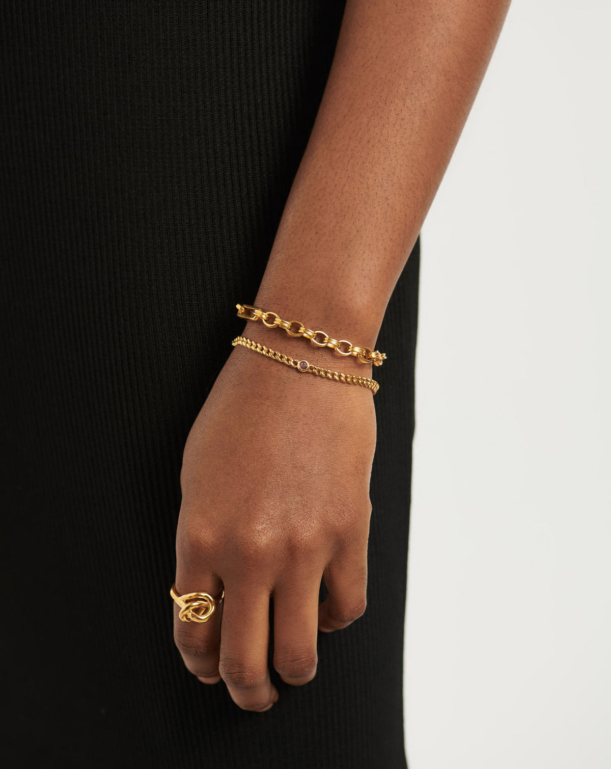 October Birthstone Chain Bracelet | 18ct Gold Plated Vermeil/Pink Tourmaline