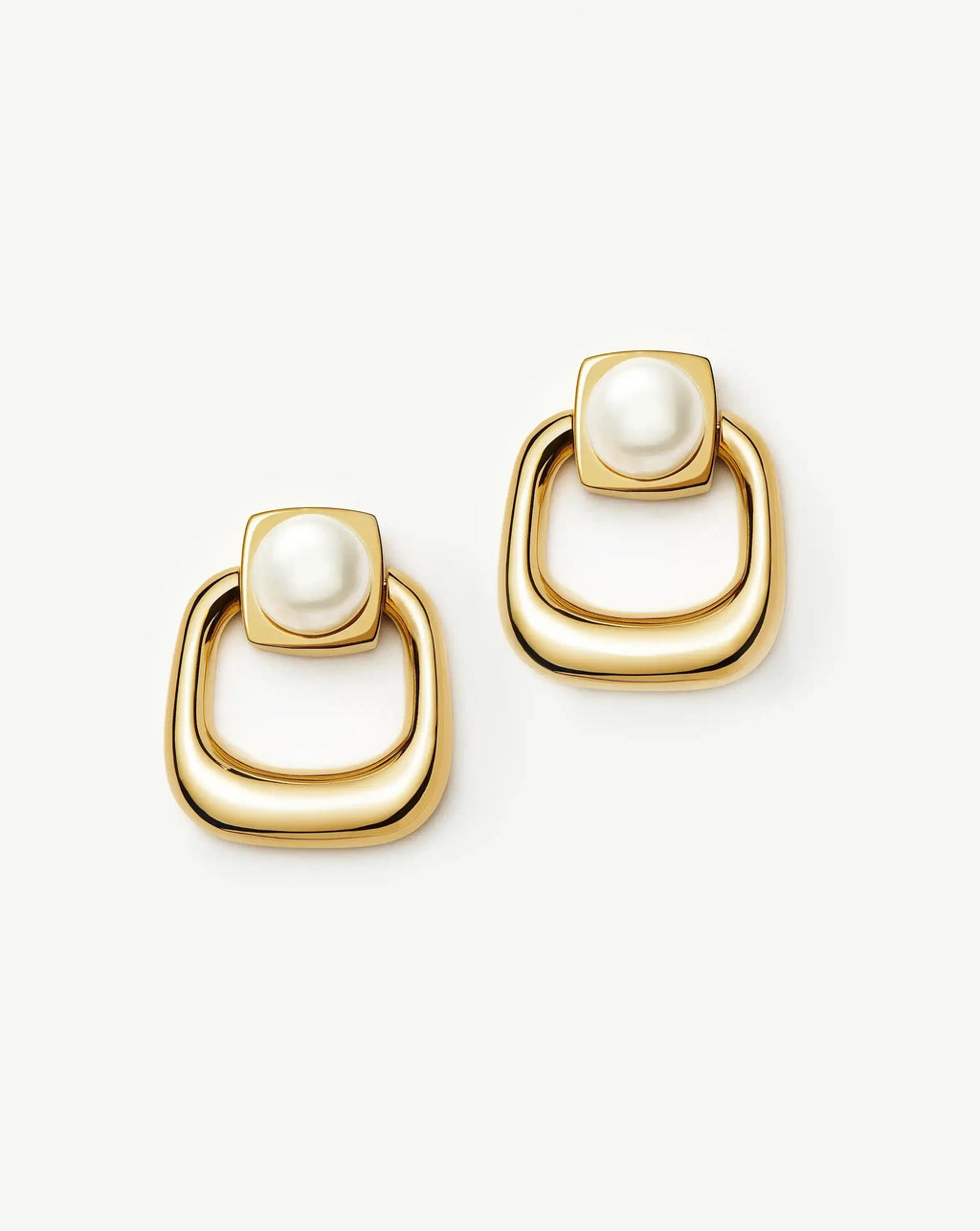 Button Pearl Statement Stud Earrings | 18ct Gold Plated/Pearl
