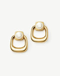 Button Pearl Statement Stud Earrings | 18ct Gold Plated/Pearl