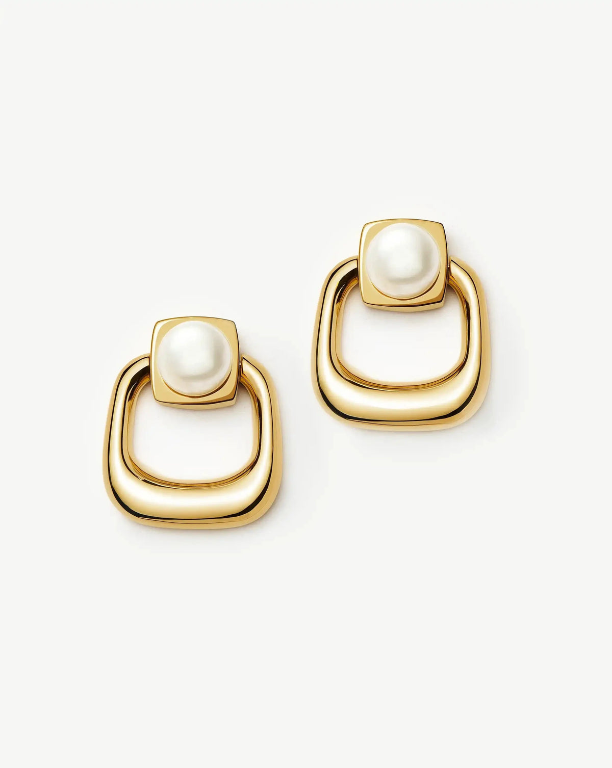 Button Pearl Statement Stud Earrings | 18ct Gold Plated/Pearl