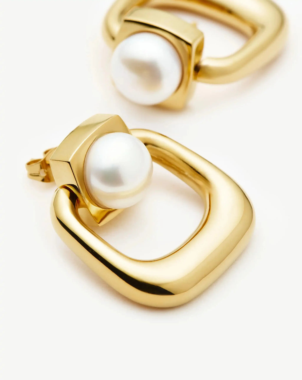 Button Pearl Statement Stud Earrings | 18ct Gold Plated/Pearl