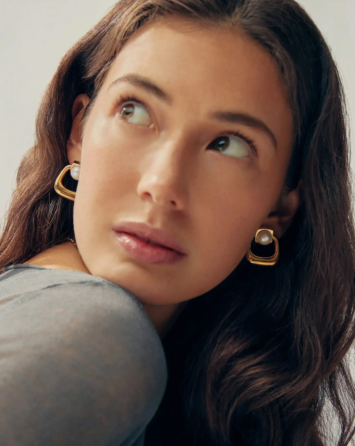 Button Pearl Statement Stud Earrings | 18ct Gold Plated/Pearl