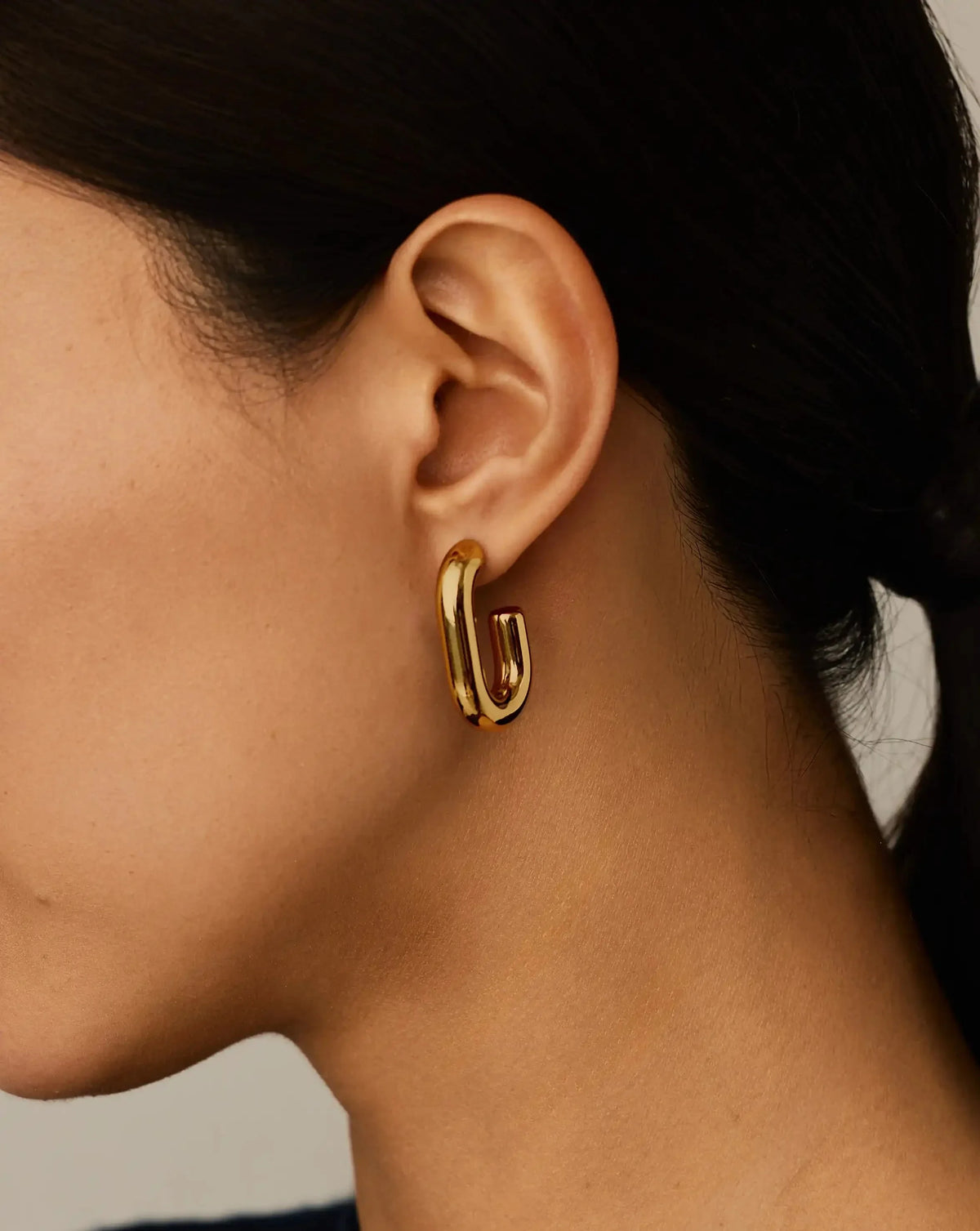 Chubby Oval Medium Hoop Earrings | 18ct Gold Plated