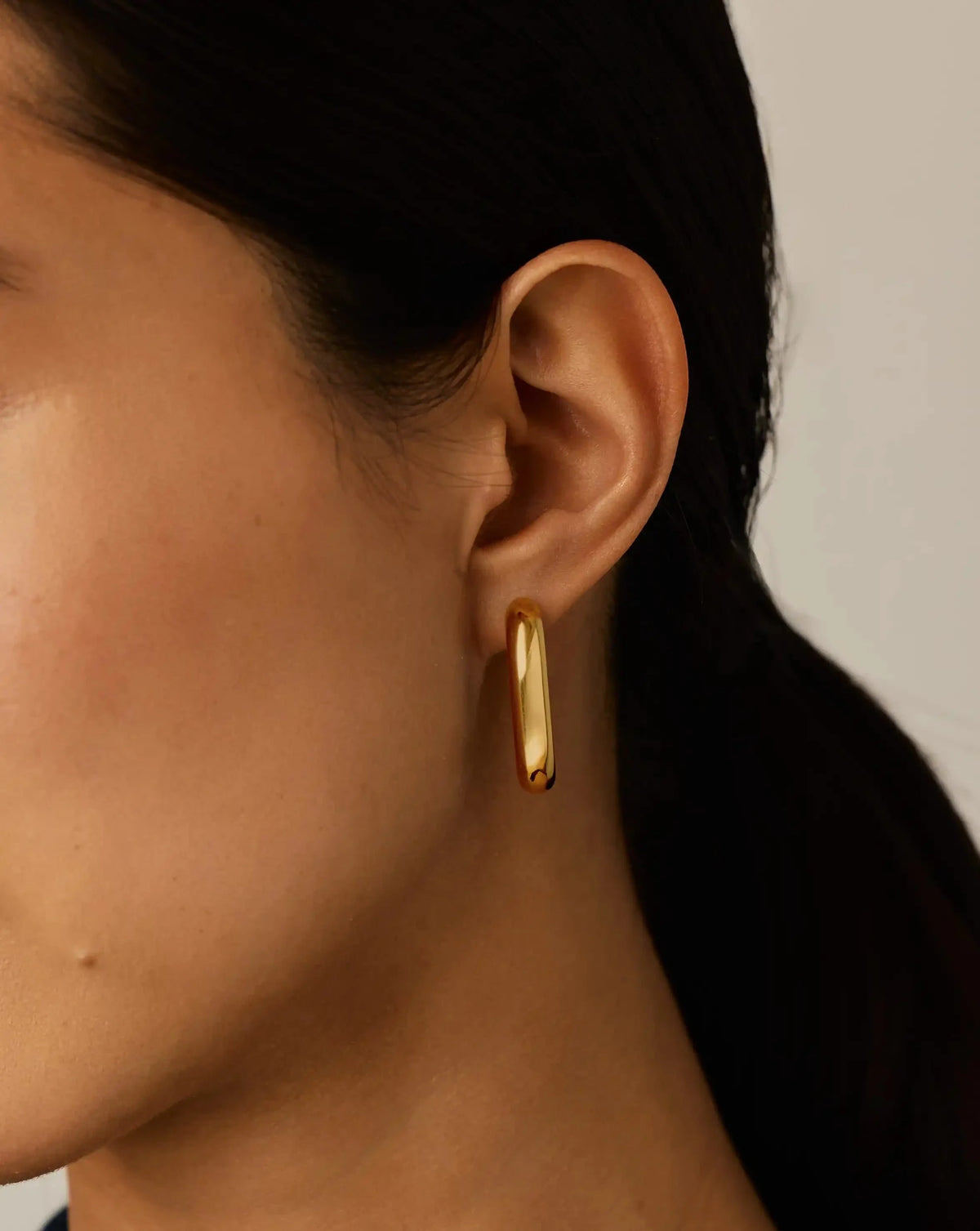 Chubby Oval Medium Hoop Earrings | 18ct Gold Plated
