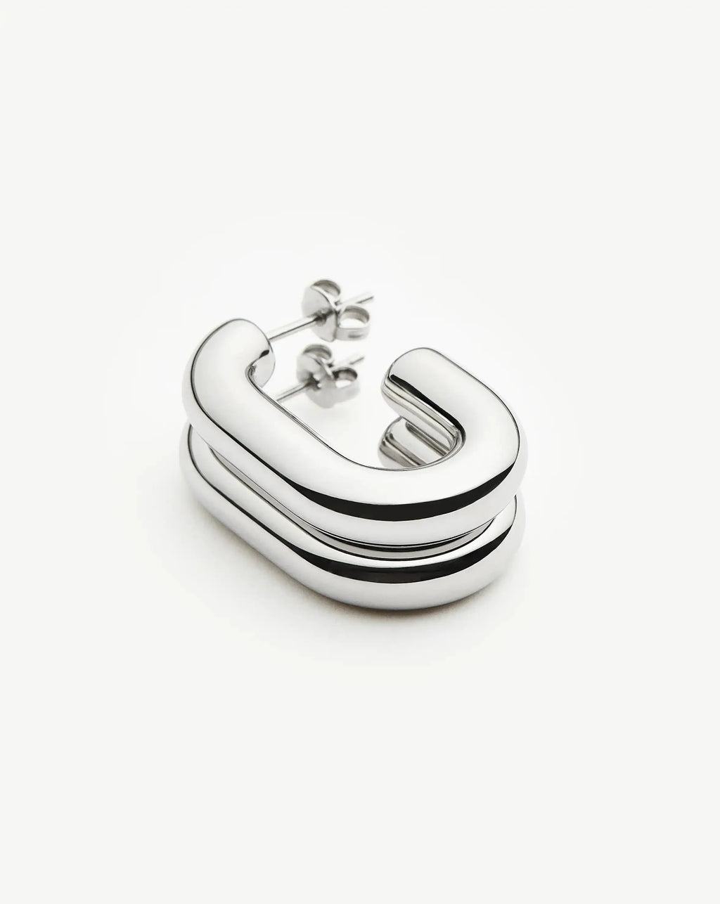 Chubby Oval Medium Hoop Earrings | Platinum Plated