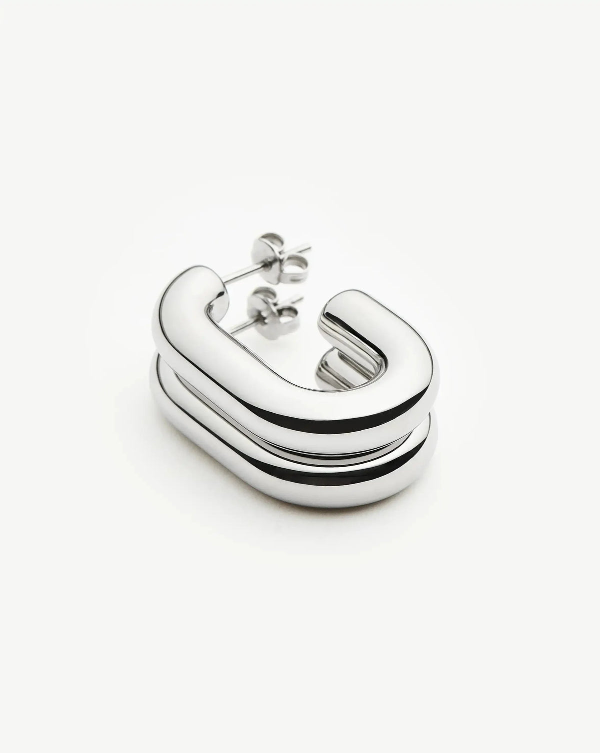 Chubby Oval Medium Hoop Earrings | Platinum Plated