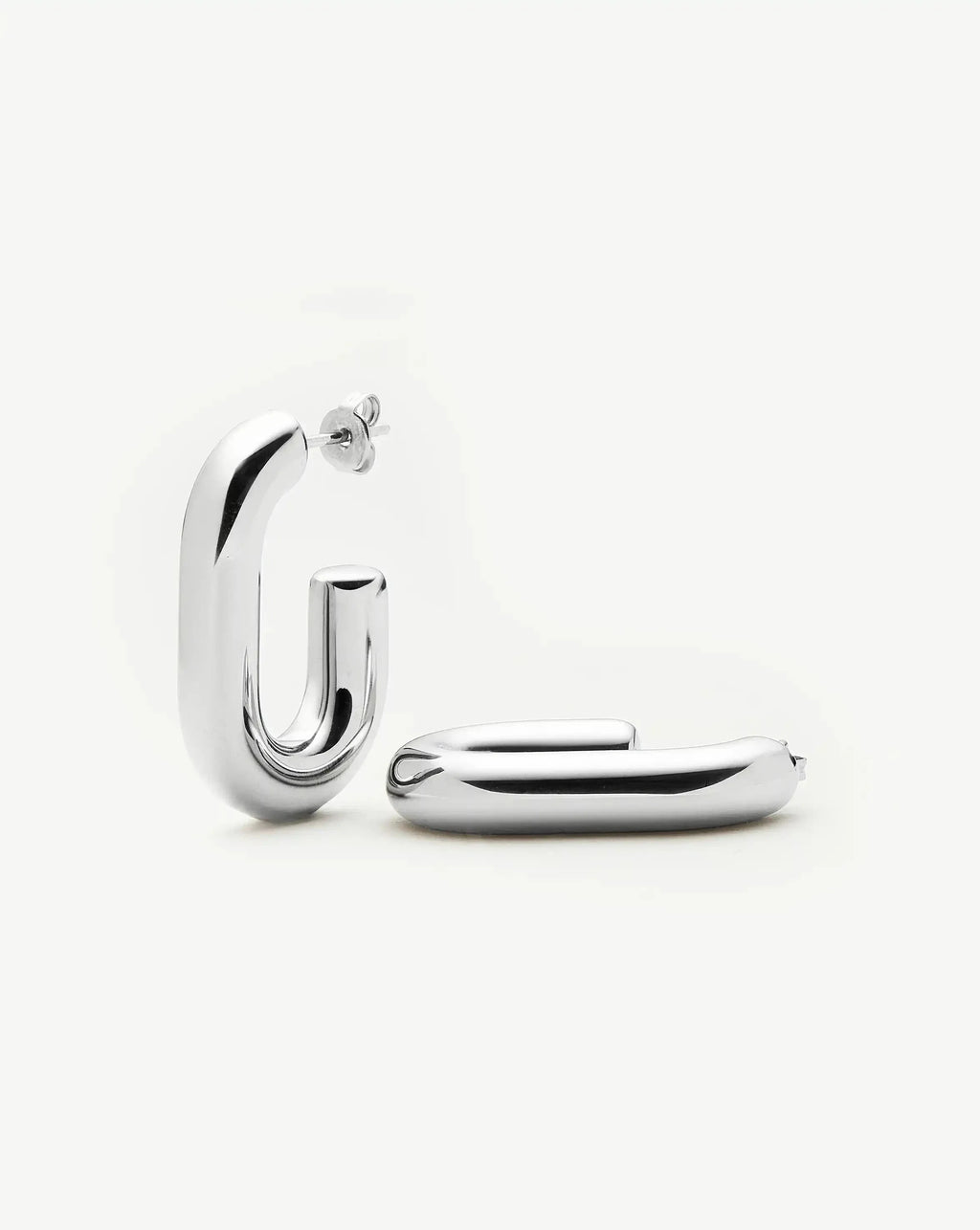 Chubby Oval Medium Hoop Earrings | Platinum Plated