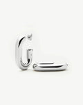 Chubby Oval Medium Hoop Earrings | Platinum Plated