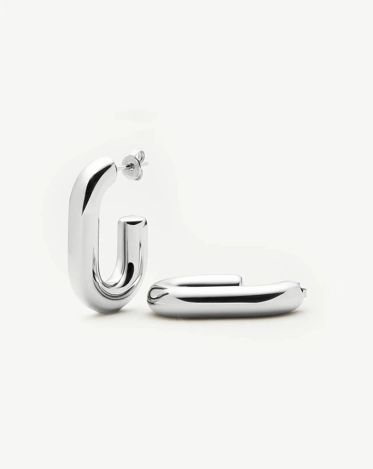 Chubby Oval Medium Hoop Earrings | Platinum Plated