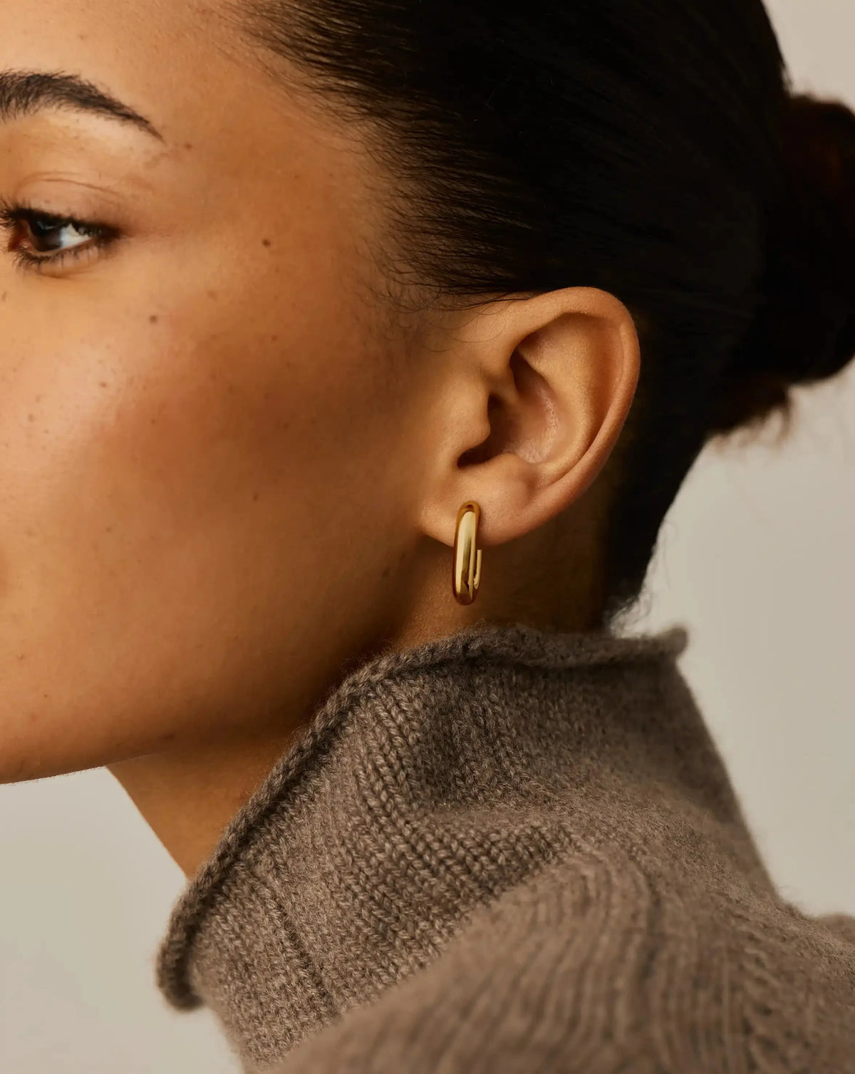 Chubby Oval Small Hoop Earrings | 18ct Gold Plated