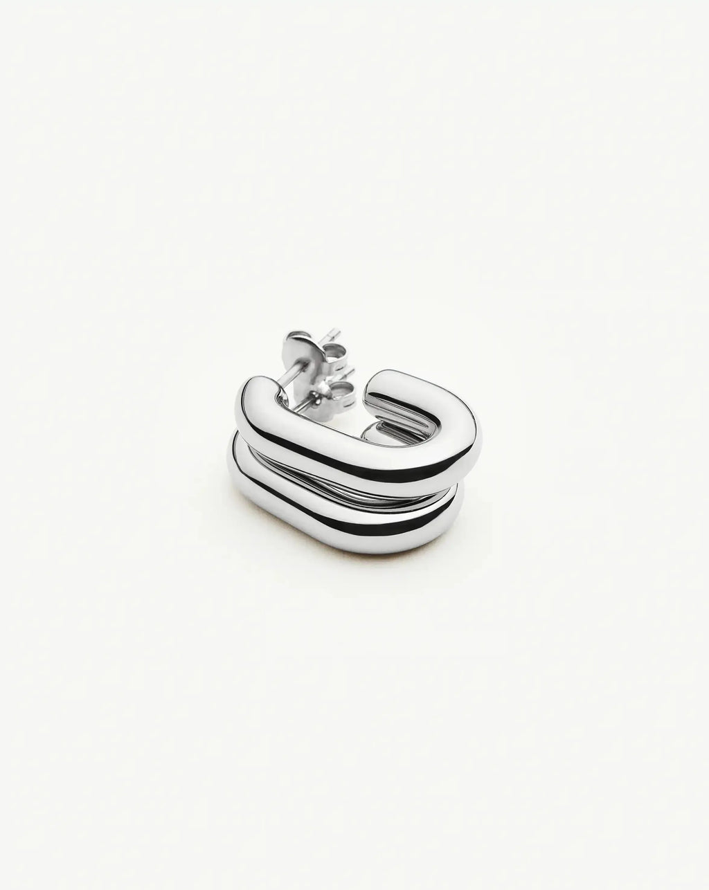Chubby Oval Small Hoop Earrings | Platinum Plated