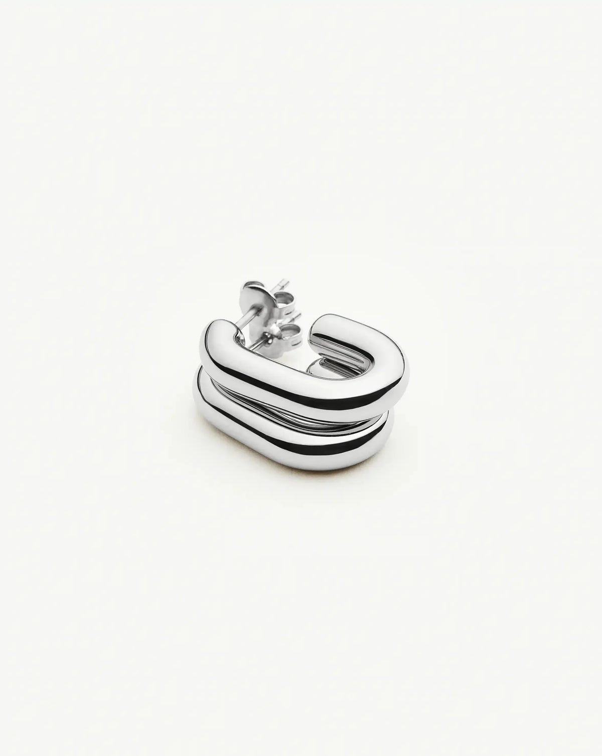 Chubby Oval Small Hoop Earrings | Platinum Plated