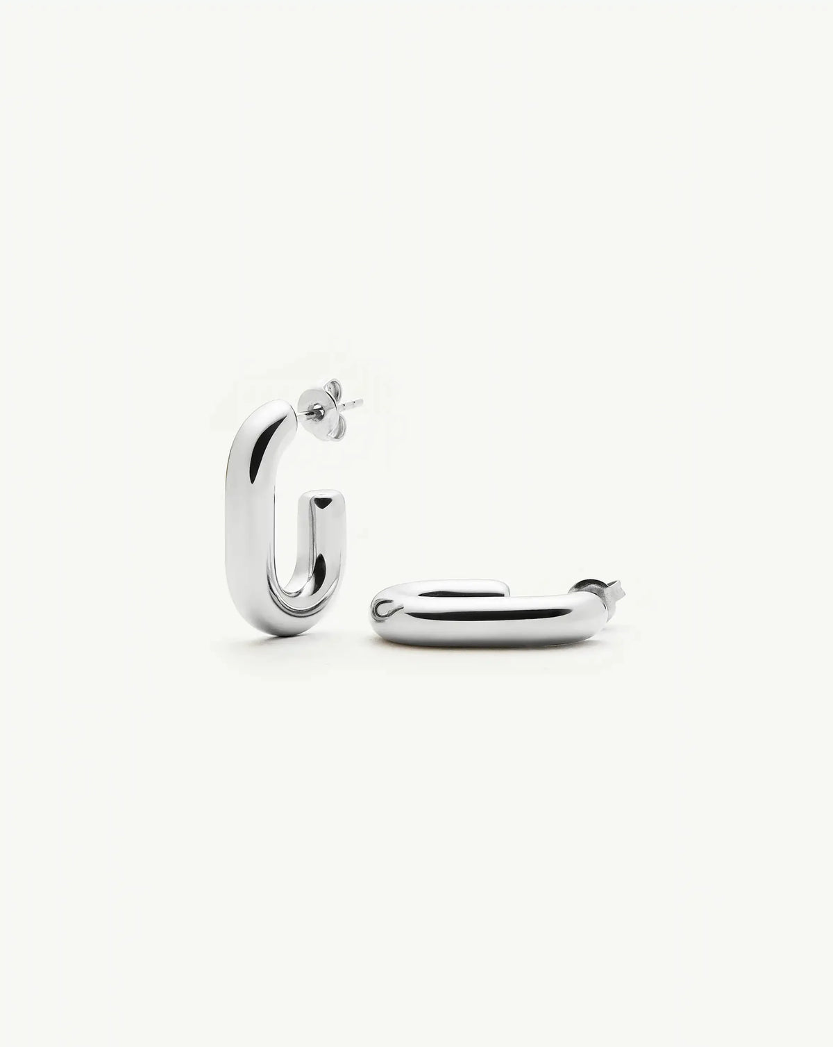 Chubby Oval Small Hoop Earrings | Platinum Plated