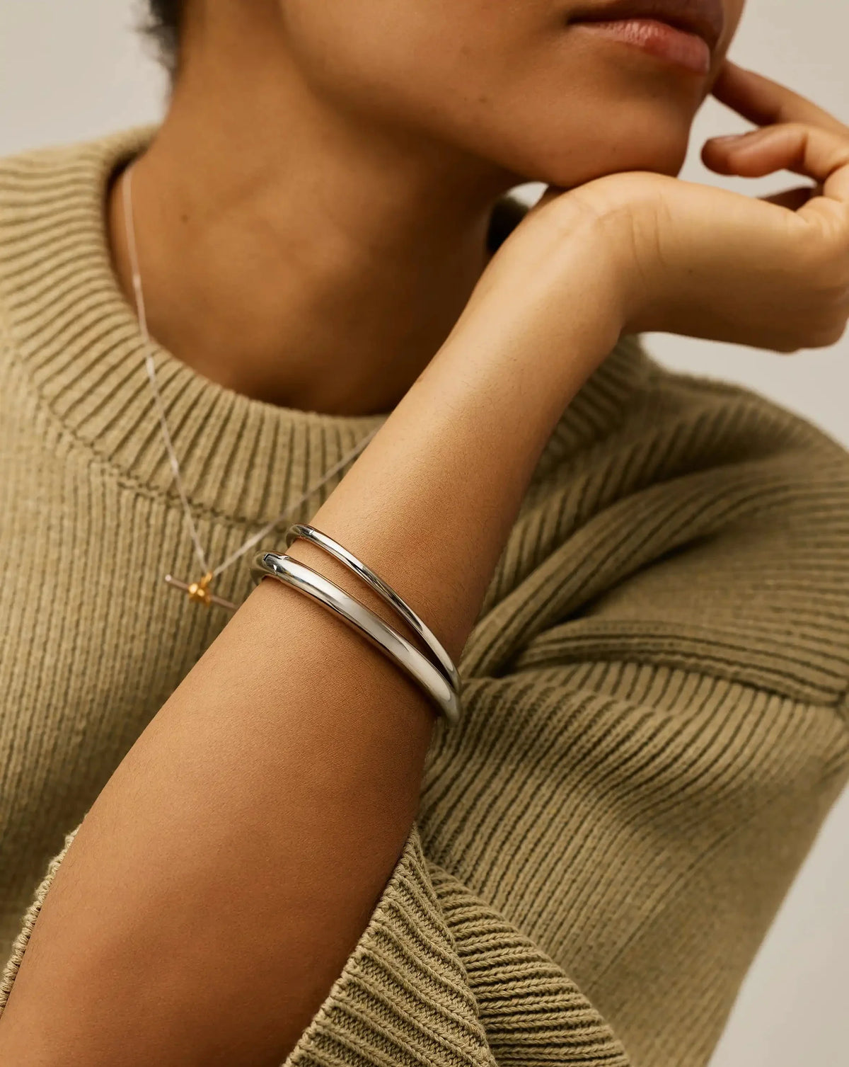 Chunky Bangle Set | Platinum Plated
