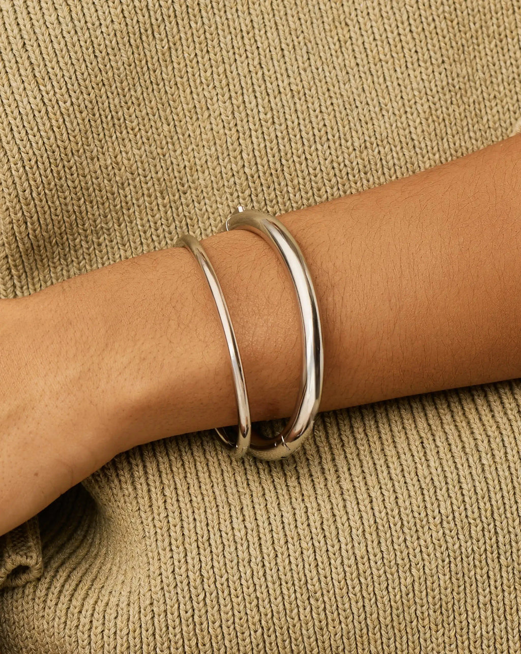 Chunky Bangle Set | Platinum Plated