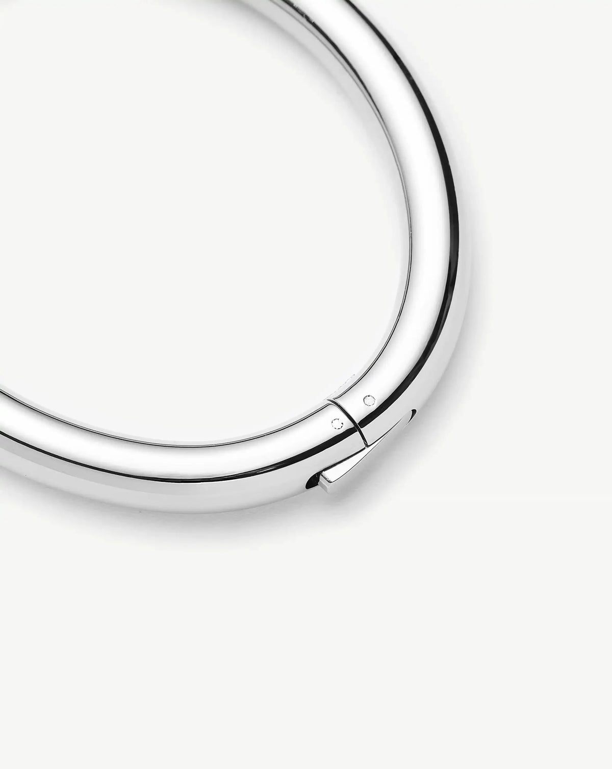 Chunky Round Hinged Bangle | Platinum Plated