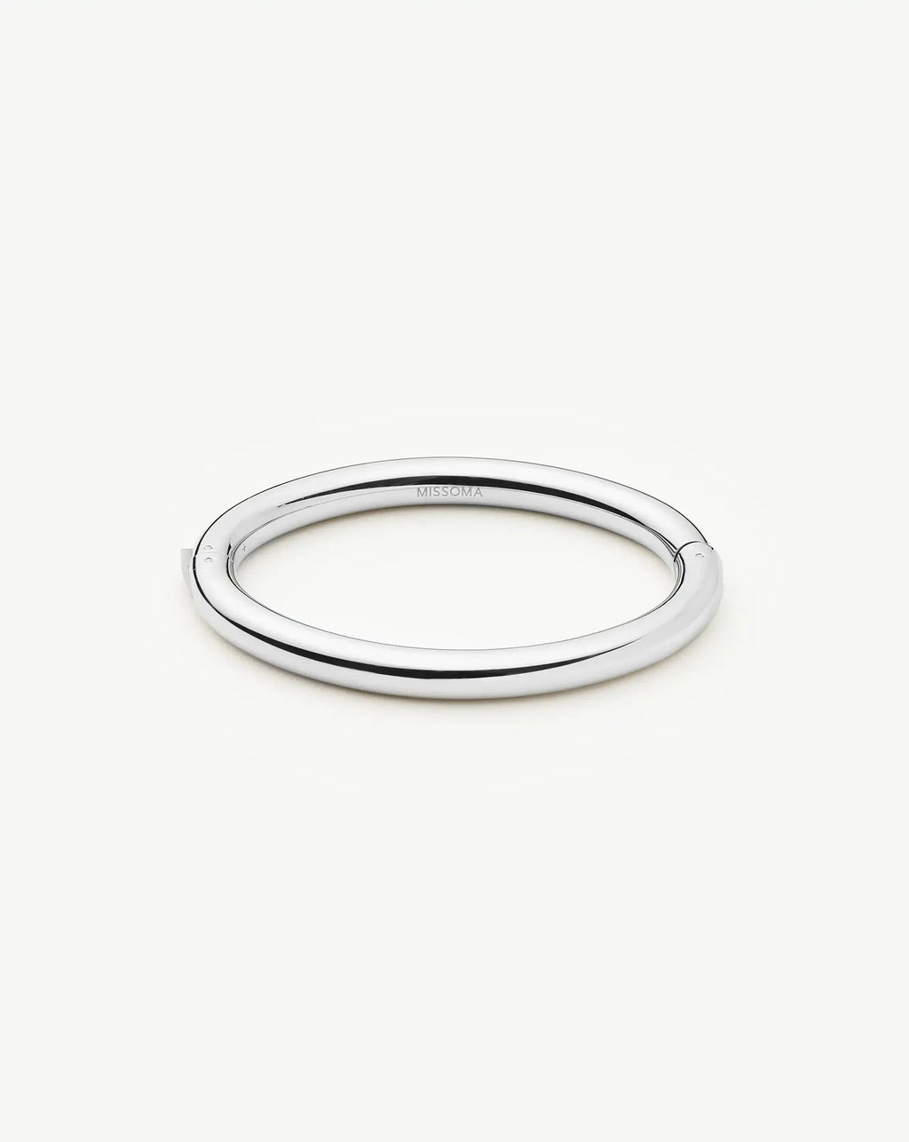 Chunky Round Hinged Bangle | Platinum Plated